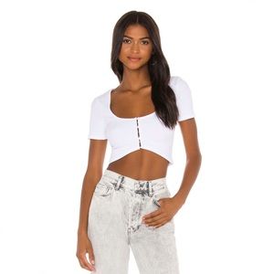 REVOLVE Button Front Top in White superdown S